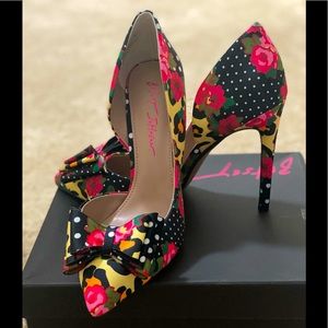 Betsy Johnson floral and polka dot heels